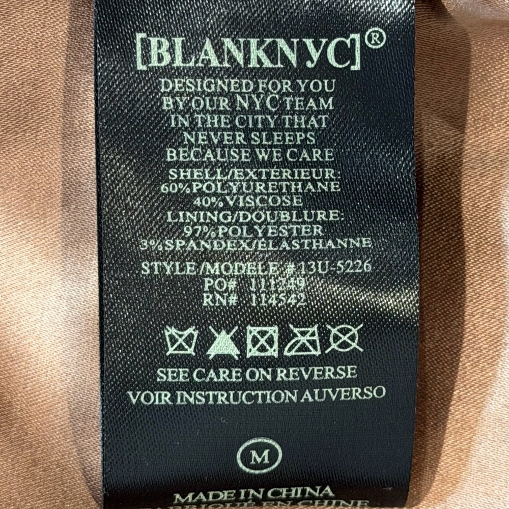 Blank NYC Faux Leather Double Breasted Blazer Tan Women’s M - Picture 7 of 10